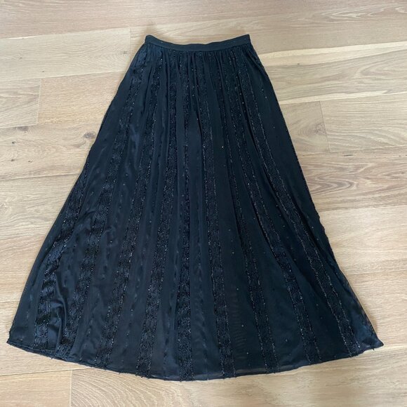 Bebe Black Sheer Maxi Skirt w Sequin Detailing Throughout Size 10 - Picture 1 of 9